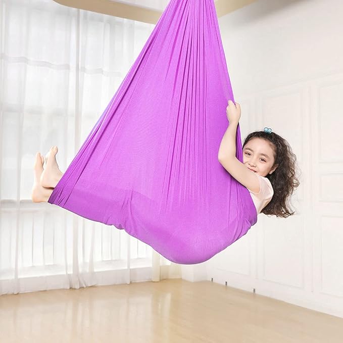 Sensory Swing for adults Indoor kids Therapy Swing Soothing Calming Snuggle Hammock durable soft strong fabric swing Great for Sensory Integration stimulation ( Color : Light purple , Size : 1.5M x 2.