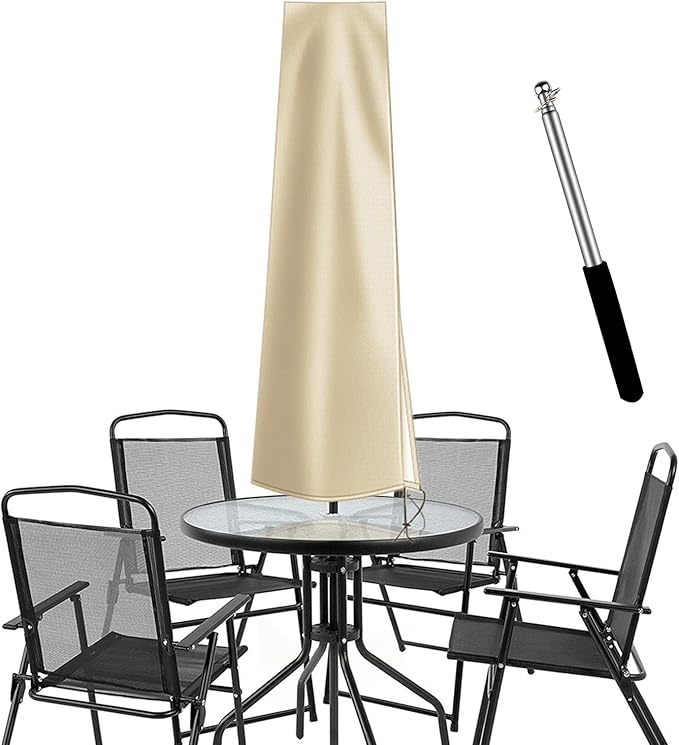 Dafire Patio Umbrella Cover for 7FT to 9FT Patio Umbrellas,1.7m Parasol Covers (Khaki 420D),Oxford Fabric Waterproof Market Umbrella Cover with Zip,Parasol Covers for Outdoor Umbrellas with Rod