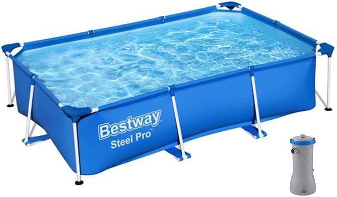 Bestway 8.5t x 5.5ft x 24in Rectangular Above Ground Pool Frame with Filter Pump