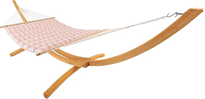 Hatteras Hammocks Expressive Blush Sunbrella Pillowtop Hammock with Free Extension Chains & Tree Hooks, Handcrafted in The USA, Accommodates 2 People, 450 LB Weight Capacity, 13 ft. x 55 in.