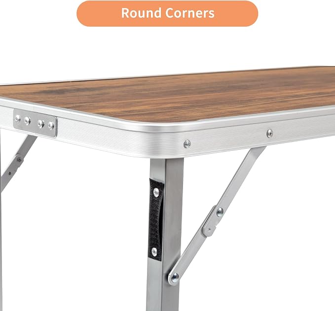 Portable Outdoor Bar Table - Folding Camping Table 2-Tier Shelves with Carrying Case, Storage Shelf & Black Skirt, Tradeshow Podium Table for Events, Camping, Party, Picnic, Exhibition - Brown