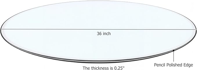 36" Tempered Glass Table Top Round Transparent Table Surface 1/4'' Thick Pencil Polished Edge Multipurpose for Dining, Coffee, Restaurant and End Table (36 inch)