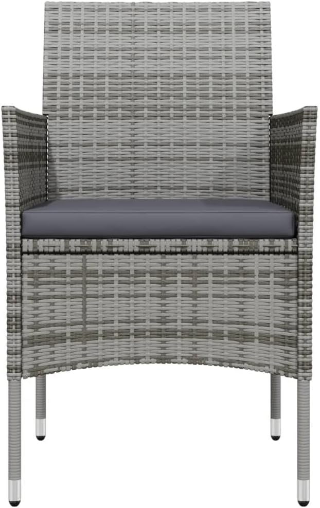 3 Pcs Patio Dining Set & Outdoor Dining Set Gray PE Rattan Balcony Furniture Outdoor Patio Furniture Set for Backyard Front Porch Lawn 31.5 x 31.5 x 29.1 in