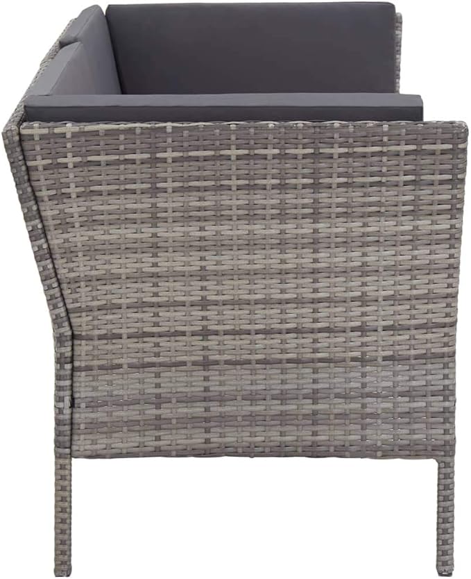 Patio Lounge Set with Cushions,Outdoor Furniture,Outdoor Furniture Sets,Patio Conversation Sets,for Garden,Deck,Backyard,6 Piece Poly Rattan Gray