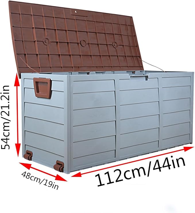 76 Gallon Large Deck Box,Deck Box Outdoor Storage Boxes ,Outdoor storage organizer with lock opening,Waterproof Outdoor Storage Box with Bottom Pulleys, for Patio Furniture ( Color : Coffee , Size : 7
