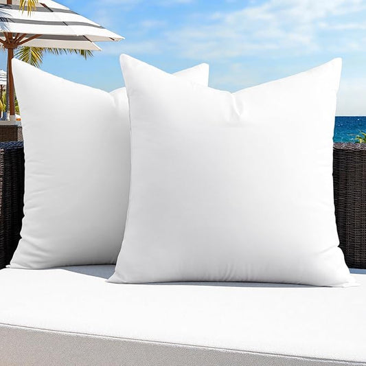 MIULEE Pack of 2 14x14 Outdoor Pillow Inserts, Outdoor Throw Pillows Water-Resistant Decorative Premium Square Pillow Stuffer Sham for Porch Swing Couch Sofa Cushion Patio Furniture
