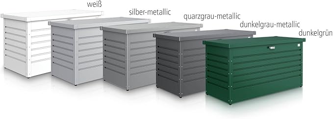 Biohort LeisureTime 210 Gallon Metal Deck Box, Quartz Gray | 71 L x 31 W x 27.9 H, Durable Large Outdoor Storage, Locking, Waterproof, Soft Close, Tools, Cushions, Pool, 20 Year Warranty