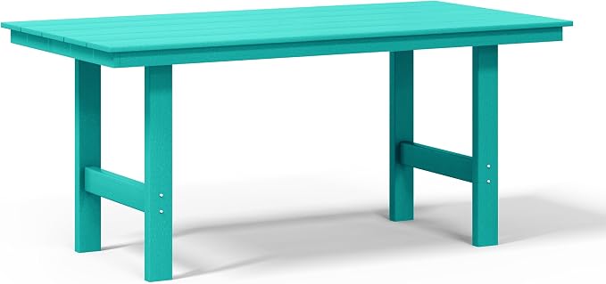 WestinTrends Ashore 6-Piece Outdoor HDPE Patio Dining Table Set with Bench, Turquoise
