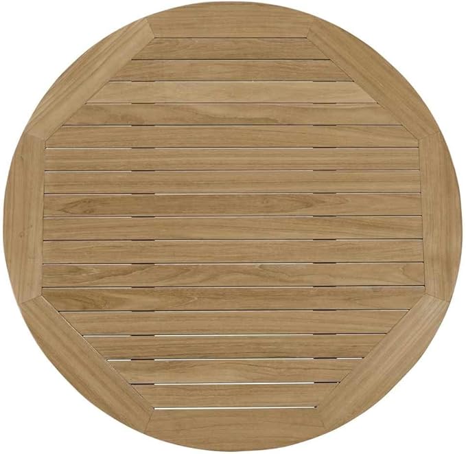 Modway Marina Premium Grade A Teak Wood Outdoor Patio Round Coffee Table in Natural