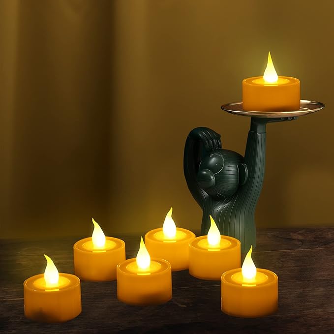 FURORA LIGHTING Ivory White LED Tealight Candles Pack of 24, Flameless Flickering Tealight Candles for Home Décor, 1.5’’(W) x 1.65’’(H), Battery Operated