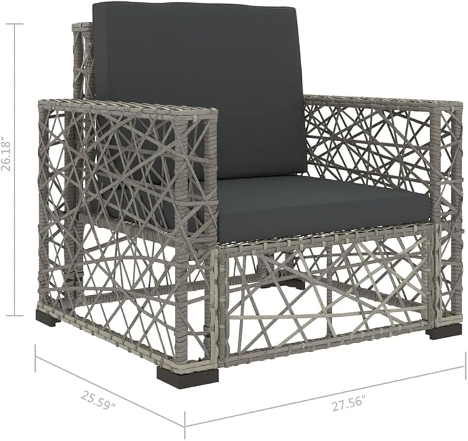 Patio Lounge Set with Cushions,Outdoor Furniture,Outdoor Furniture Sets,Patio Conversation Sets,for Garden,Deck,Backyard,6 Piece Poly Rattan Gray