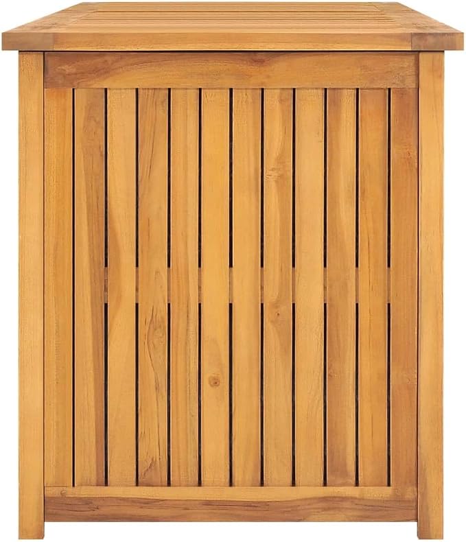 Garden Storage Box, Outdoor Crate for Patio Furniture, Pool Accessories, Yard Tools, Moisture-Proof and UV-Resistant, 68.9x19.7x21.7 in Solid Teak Wood