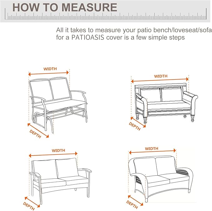 Patio Bench Cover Grey Waterproof, Small Outdoor Loveseat Cover 54in W x 37in D x 35in H Waterproof UV-Resistant Windproof Ripproof Outdoor 2 Seater Couch Cover