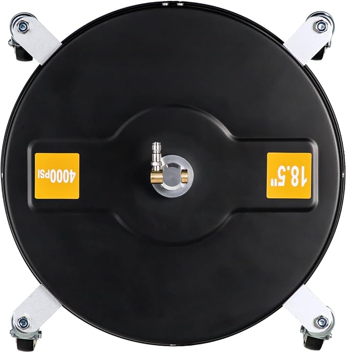 SCITOO 18.5" Pressure Washer Surface Cleaner 4000 PSI with 4 Wheels,1/4" Quick Connector and Washer Accessories for Concrete, Patio, Sidewalk, Deck and Driveways