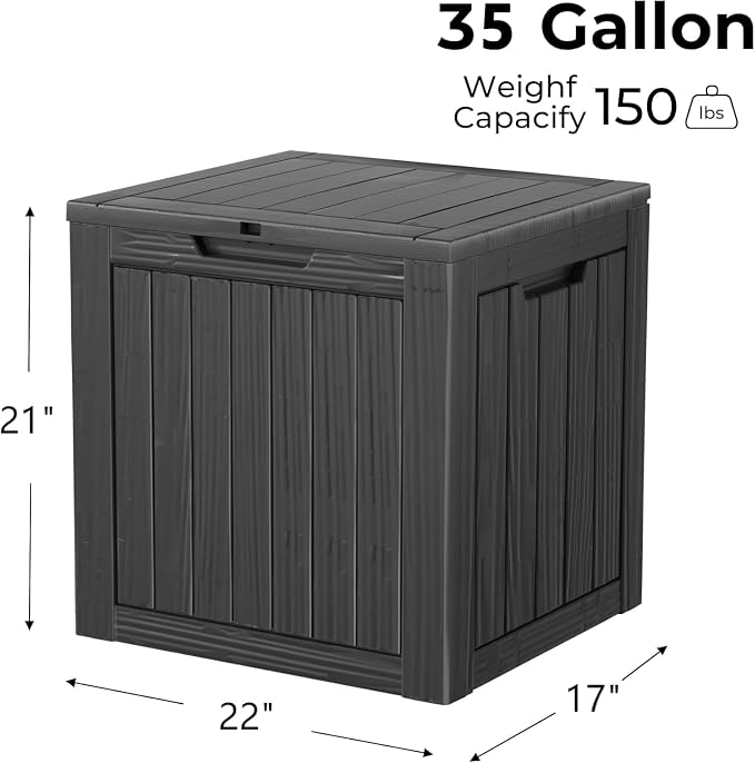 Outdoor Storage Box, 35 Gallon Waterproof Deck Box, Patio Storage Bin Outside Storage, Lockable Toy Chest, Black1-mod1