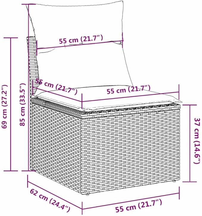 vidaXL Patio Sofa Set with Cushions 13 Piece, Patio Furniture with Glass Table, Outdoor Conversation Set, Modern Style, Gray Poly Rattan