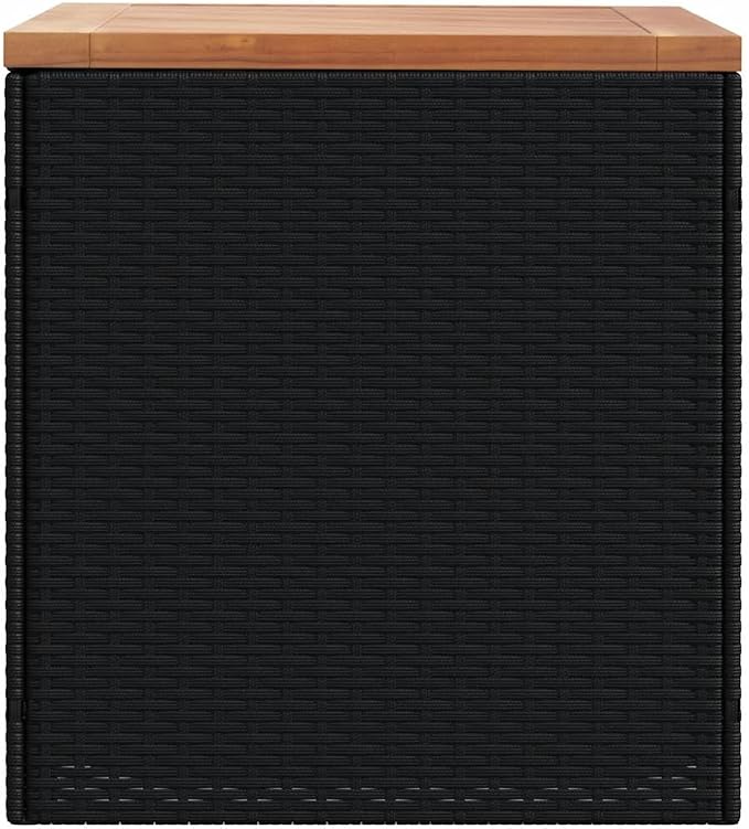 Outdoor Garden Storage Box, 43.3-inch Poly Rattan Deck Box for Patio, Balcony, Backyard, Water-Resistant Storage Container for Cushions, Pillows, Blankets, Black