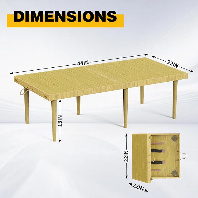 22x44 Inch Boho Low Picnic Wood Table With Foldable Design & 13in Table Leg | Low Height Floor Picnic Table For Sitting On The Floor Encourage A Laid-back Vibe At Home Or In Nature