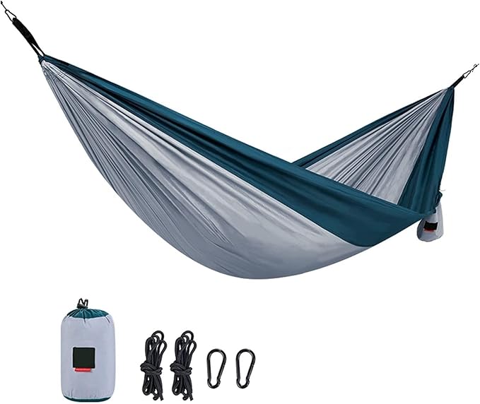 Camping Hammock, Camping Hammock Portable Hammock with Straps and Carabiner, Lightweight Parachute Hammocks Camping Accessories(Grey,2.9M*1.8M)
