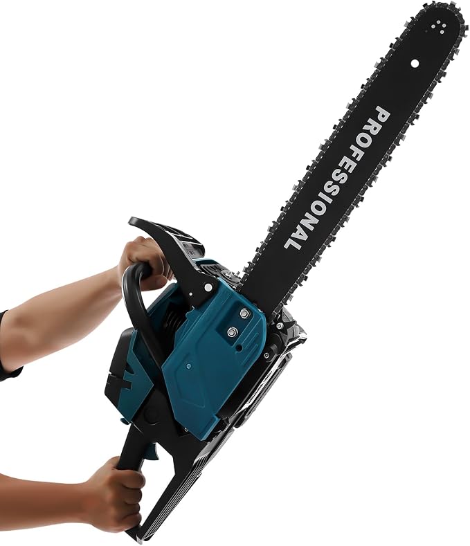 Gasoline Chainsaw, 58CC 2-Stroke 3.1HP Gas Powered Chain Saw 20Inch Cutting Chainsaw with Chain Bar Cover, Petrol Chain Saw Gas Sawing Garden Tool for Wood Cutting and Tree Trimming, 8500Rpm