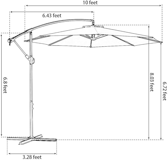 JEAREY Patio Umbrella 10 Ft Offset Cantilever Umbrella Outdoor Market Hanging Umbrellas & Crank with Cross Base, 8 Ribs(Navy Blue)