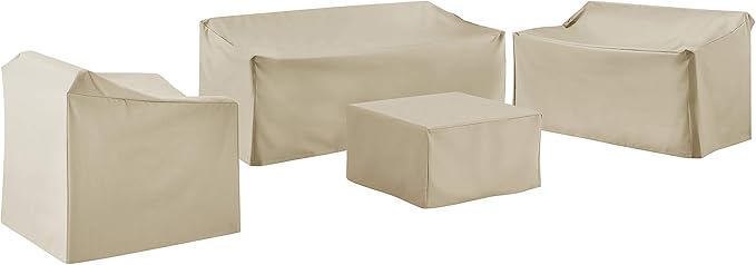 Crosley Furniture Patio Furniture Covers, Waterproof 4-Piece Cover Set for Outdoor Sectional Sofa Sets, Tan