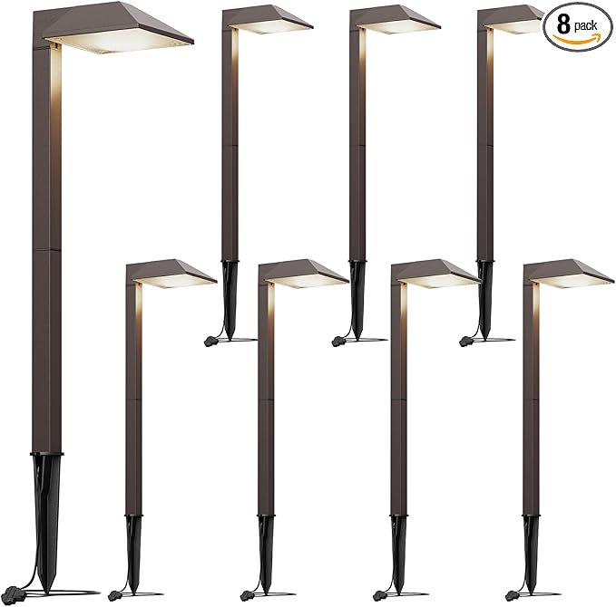 GOLDEN STAR Low Voltage Pathway Lights 1.2W Replaceable G4 LED 8PK Outdoor Landscape Lighting 40 Lumen Warm White Waterproof Garden Lights for Walkway Yard, Lawn Driveway with Easy Install Connectors