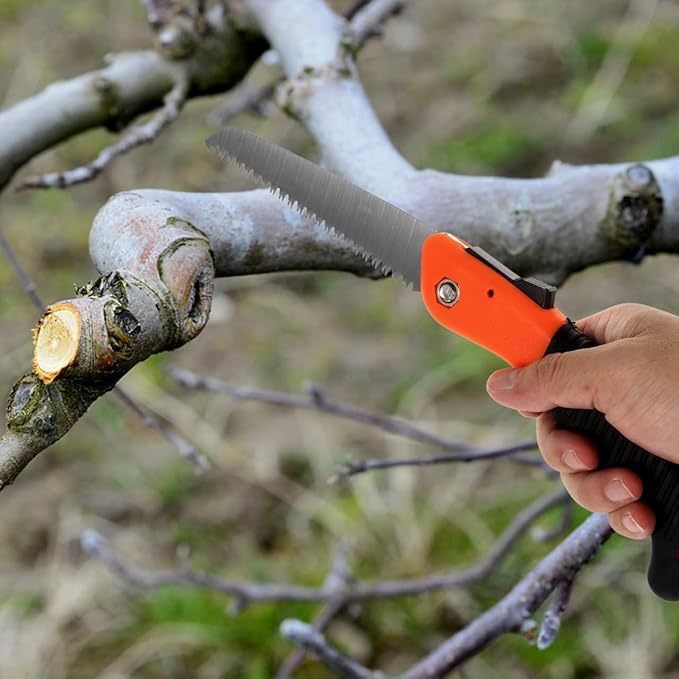 ibasenice Foldable Hand Saw 15In Steel Blade Portable Pruning Tool for Camping Gardening Woodworking with Auto-Lock System
