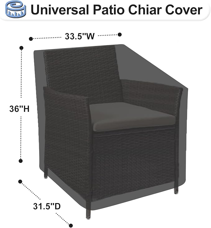 OutdoorLines Outdoor Waterproof Furniture Chair Cover - UV-Resistant Patio Lawn Chair Covers for Outdoor Furniture Windproof Heavy Duty Chair Covering, 1 Pack, 33.5Wx31.5Dx36H Inches, Black