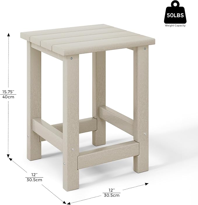 Costaelm Kids Outdoor End Table, Small Patio Table, Outdoor Side Table Porch Table Adirondack Patio Side Table for Outside, Pool, Porch, Garden, Sand