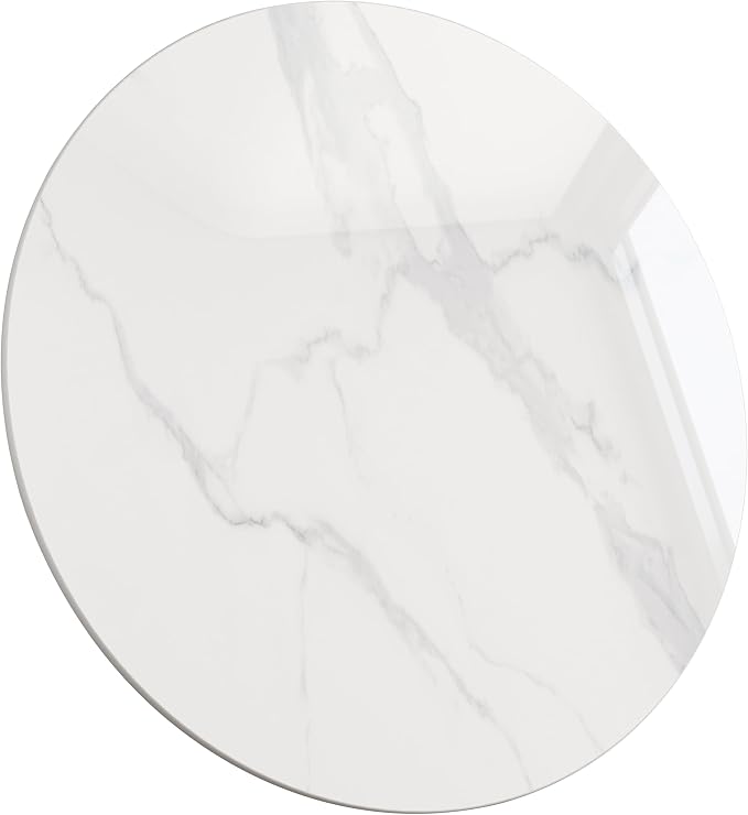 ZL ZELing Round Sintered Stone Table Top 31",Replacement Table Top for Indoor & Outdoor - Heat/Scratch Resistant Waterproof Ceramic DIY Desktop,Patio/Balcony/Bistro/Café & Dining Room (White)
