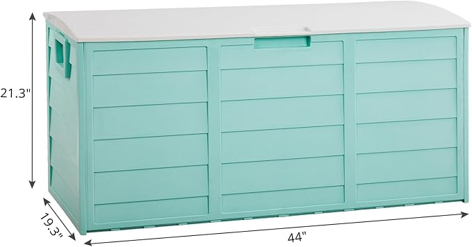 75 Gallon Outdoor Storage Box, Lockable Plastic Storage Containers with Lid, Patio Deck Box Furniture for Garden, Pool, Balcony, Yard (Green)