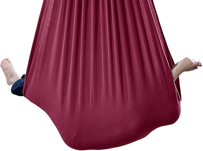 Sensory Swing for adults Indoor kids Therapy Swing Soothing Calming Snuggle Hammock durable soft strong fabric swing Beneficial to child's spatial awareness ( Color : Wine red , Size : 1M x 2.8M )