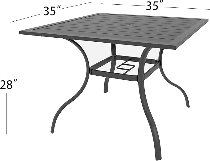 Anmutig 5-Piece Outdoor Dining Set, 35'' Square Table with 4 Swivel Chairs, All Weather Frame Furniture Set - Gray Style1