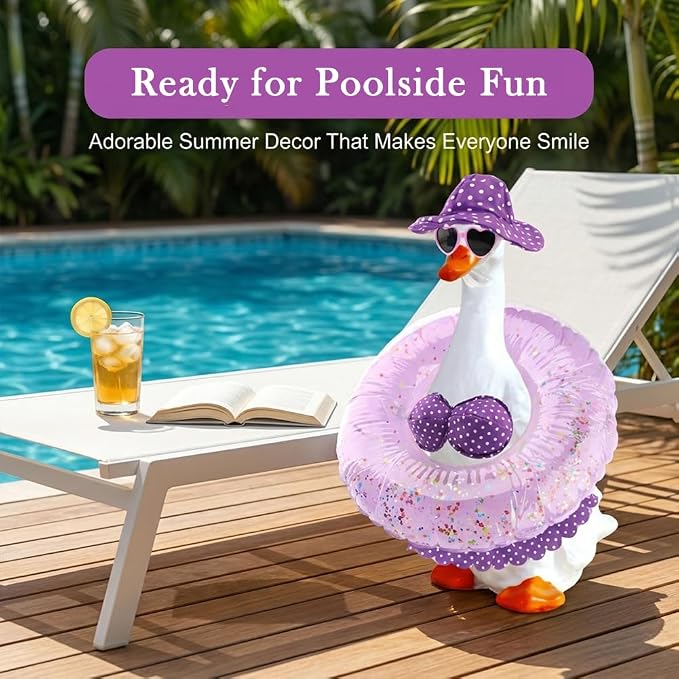 Hawaiian Porch Goose Outfits, Summer Style Goose Outfits, Cute Gooses Clothes fit Large 23" H Statues for Outdoor Garden and Yard Decoration