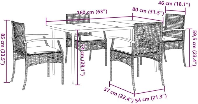 5 Piece Patio Dining Set with Cushions, Outdoor Lounge Sets Patio Conversation Set Sectional Sofa Porch Furniture Set for Exhibition Piazza Negotiation Area Poolside Black Poly Rattan