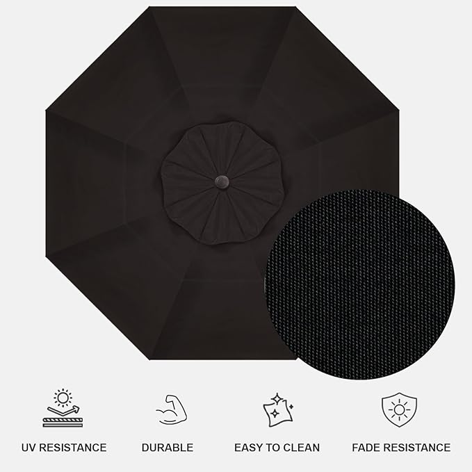 Treasure Garden AKZ PLUS Cantilever Umbrella 13' Octagonal Sunbrella Black Canopy and Black Frame with Rolling Base