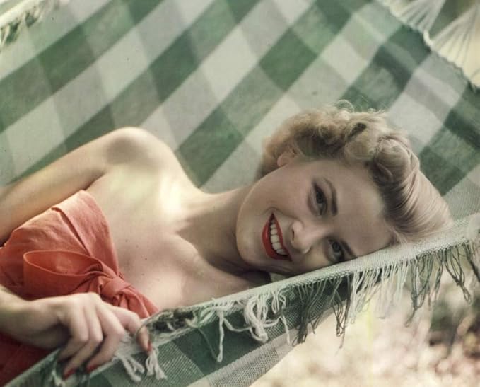 Posterazzi DAP18311 Grace Kelly-Laying in Green Checkered Hammock Photo Print, 10 x 8, Multi