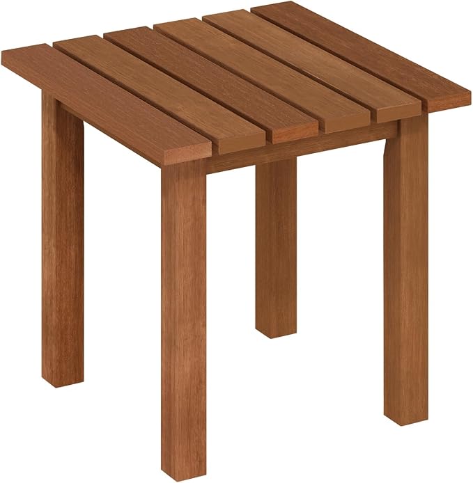 Furinno TIOMAN Patio Table, Outdoor Side Table, Patio End Table, Coffee Table in Teak Oil, for Patio, Garden, Porch, Light Wood