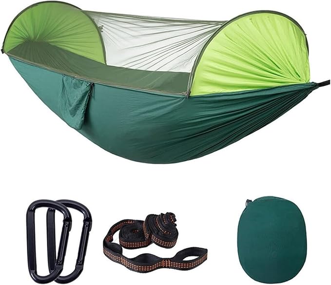 Hammock for Outside 290x140 Cm Camping Hammock with Mosquito Net 2 Person Pop-up Parachute Lightweight Hanging Tree Straps Swing Hammock Swing(C)