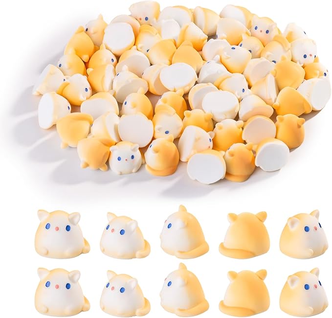 60 pcs Mini Resin Cat Many Styles Variety Tiny Animals Figures Miniature Little Small Animal Figurines Bulk for Micro Fairy Garden Landscape Accessories Hide Crafts Decor Aquarium