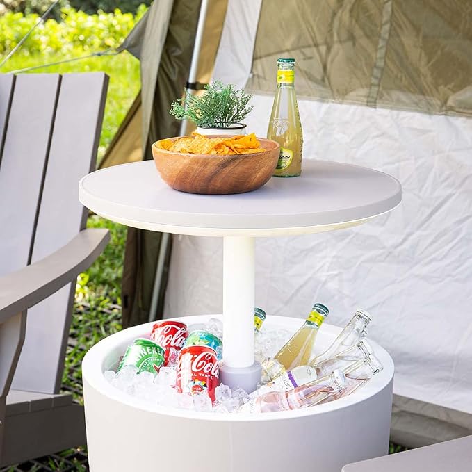 Lagoon Cancún Outdoor Cooler Bar/Cocktail/Coffee 3-in-1 Patio Table (Black)