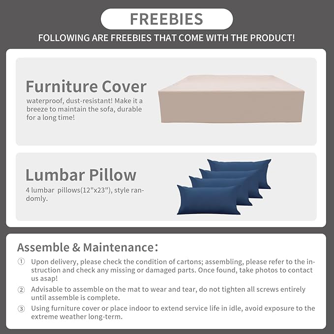 10 Pieces Outdoor Sectional All-Weather Wicker Patio Furniture Set Patio Sectional and Steel Fire Table and Glass Patio Table Non-Slip Cushions and Waterproof Covers, Navy Blue