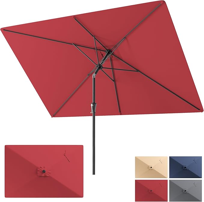 HOMSHADE 6.6 x 10 ft Rectangular Patio Umbrella Rectangle Umbrella Outdoor Patio, Large Outdoor Umbrellas for Patio Table with Tilting and Sun UV Protection for Pool, Deck, Market, Backyard