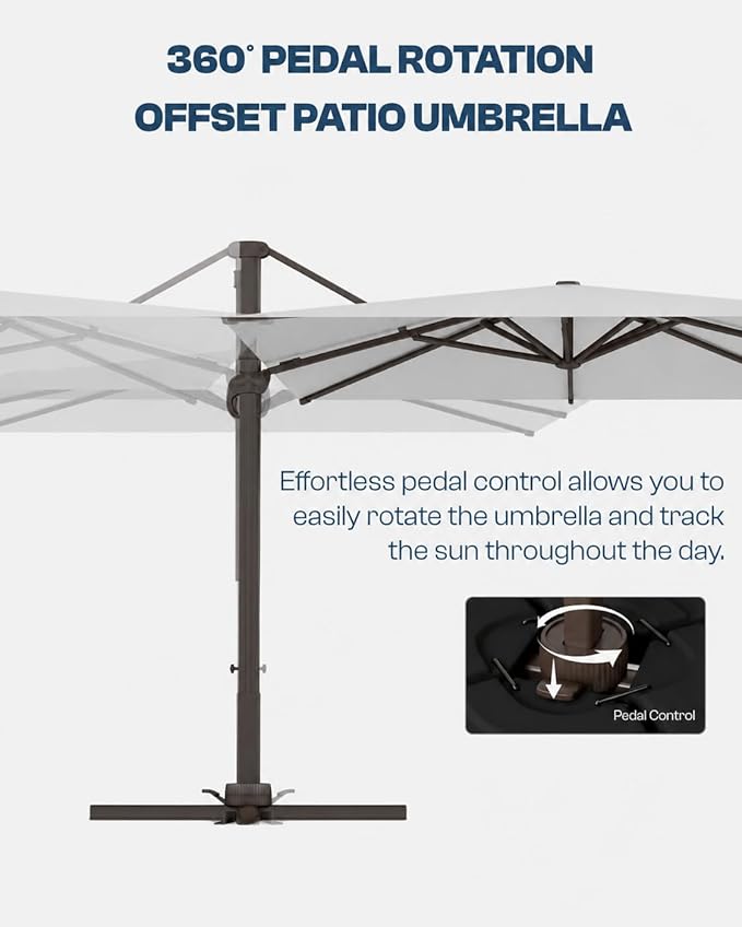 9x9 FT Square Cantilever Umbrella,Easy Tilt, Fade Resistant & 360° Rotation, Offset for Pool Deck Backyard Patiolight gray (Base not Included)