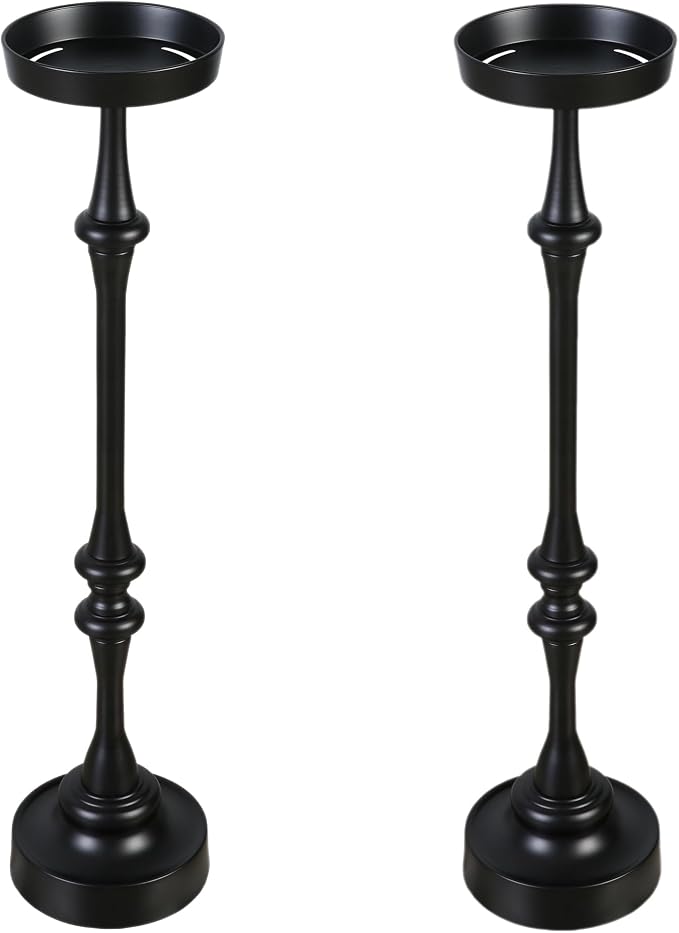 New Ridge Home Goods Set of 2 Outdoor/Indoor Martini Drink Tables, 6" Round Steel Side/End Accent Tables with Weighted Base – Powder-Coated Black