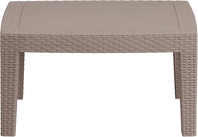 Flash Furniture Seneca Light Gray Faux Rattan Coffee Table