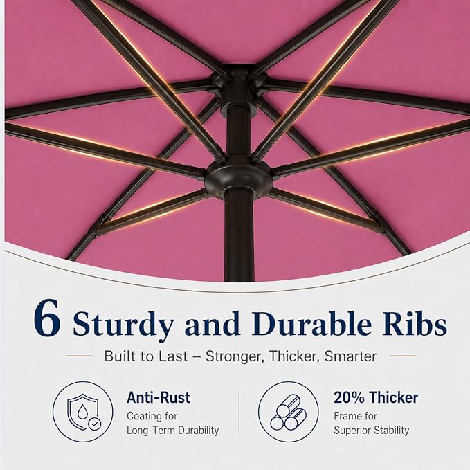 7.5ft Patio Umbrella, Outdoor Table Market Umbrella with Smooth Crank Lift, 6 Windproof Fiberglass Ribs, UPF50+ UV Protection for Deck, Pool, Garden and Backyard