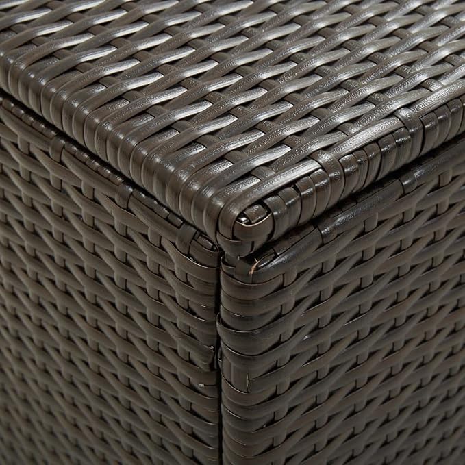 Wicker Outdoor Deck Box, Outdoor Garden Storage Box with Lid, PE Rattan Storage Container for Pillows, Cushions, Gardening Tools, 39.4"x19.7"x19.7" Brown