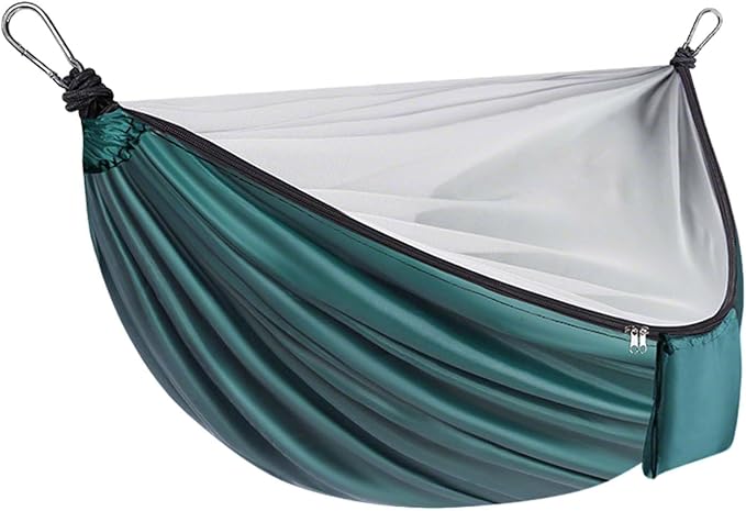 YSUEFIJO Travel Hammock with Mosquito Net, Hanging Hammock for Outdoor Adventures, Camping Hammock Perfect for Backpacking Or Patio, Foldable and Lightweight, Supports 250kg